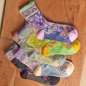 5 Pr Vintage Textured Cotton Socks Med